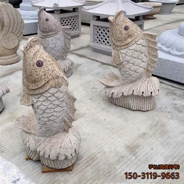 立式噴水石雕魚(yú)_公園廣場(chǎng)動(dòng)物噴泉