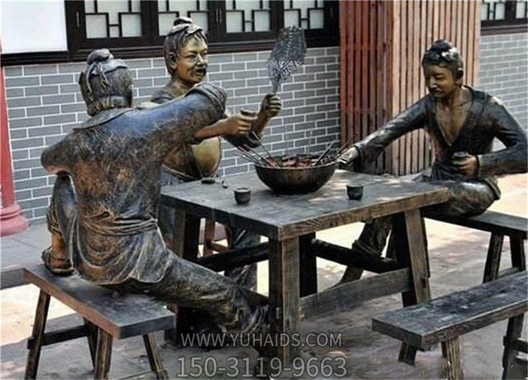 景區(qū)廣場(chǎng)擺放玻璃鋼民俗人物小品雕塑銅像