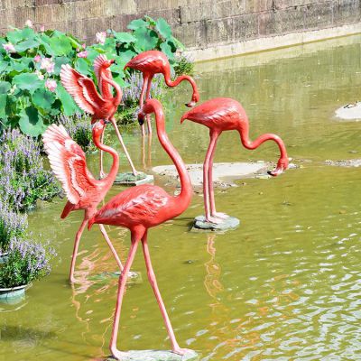 仿真火烈鳥，玻璃鋼仿生動(dòng)物雕塑