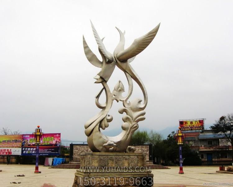 戶外廣場(chǎng)大型抽象銅雕鳳凰雕塑