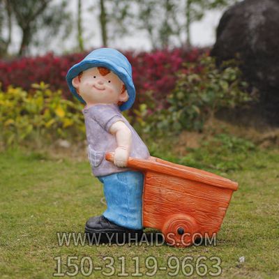 戶外仿真卡通可愛(ài)玻璃鋼田園裝飾品擺件花園娃娃雕塑