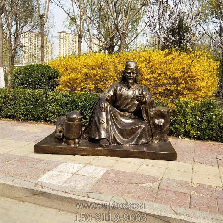 茶圣陸羽雕塑，玻璃鋼仿銅歷史名人情景雕塑