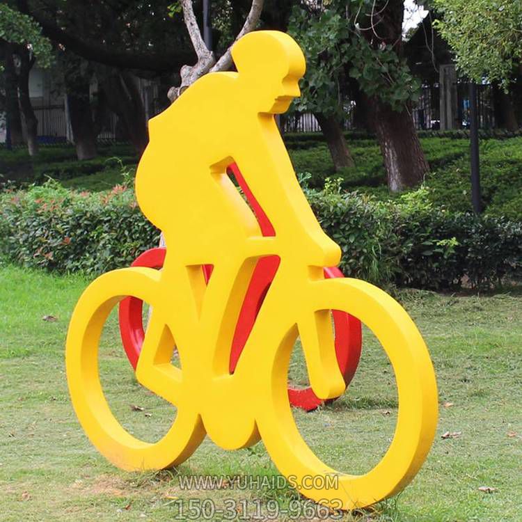 公園戶外草坪騎車運(yùn)動(dòng)人物小品景觀雕塑