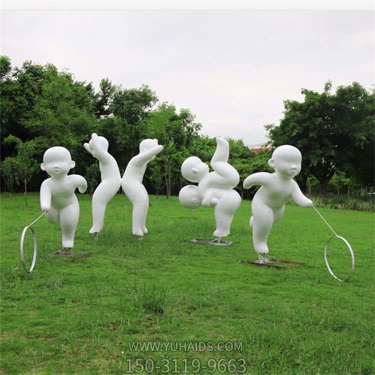 戶外人物玻璃鋼抽象小孩，公園學(xué)校廣場(chǎng)裝飾雕塑