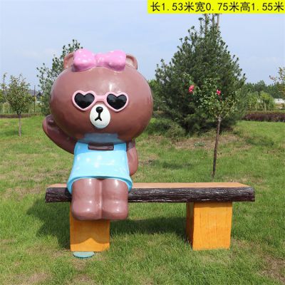 卡通維尼熊裝飾座椅，公園園林休息長(zhǎng)凳子
