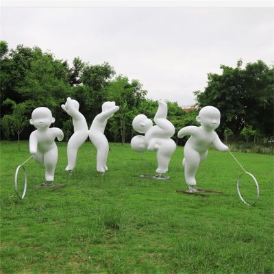 戶外人物玻璃鋼抽象小孩，公園學(xué)校廣場(chǎng)裝飾