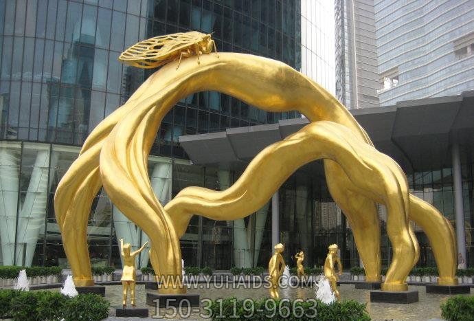 商場(chǎng)中心大型樹枝和蟬城市景觀銅雕雕塑