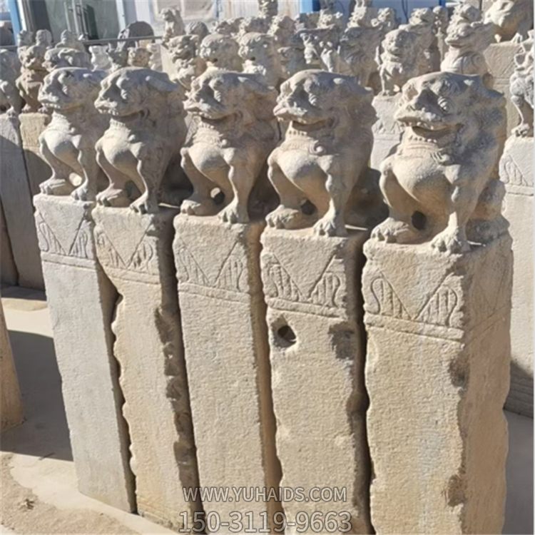 仿古栓馬柱，狻猊拴馬樁石雕雕塑