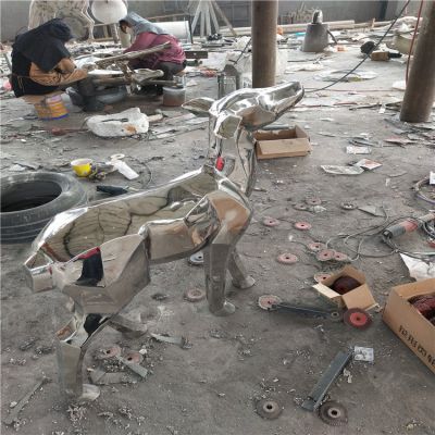 不銹鋼狗，鏡面動物擺件