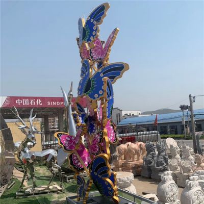 不銹鋼戶(hù)外園林彩繪景觀蝴蝶雕塑