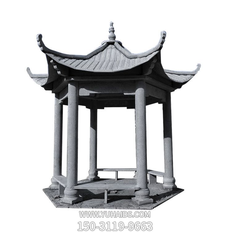 簡(jiǎn)易芝麻灰大理石休息涼亭座椅雕塑