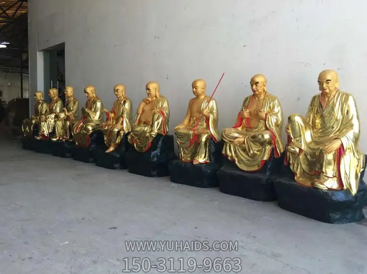 十八羅漢塑像，玻璃鋼漆金佛像系列雕塑