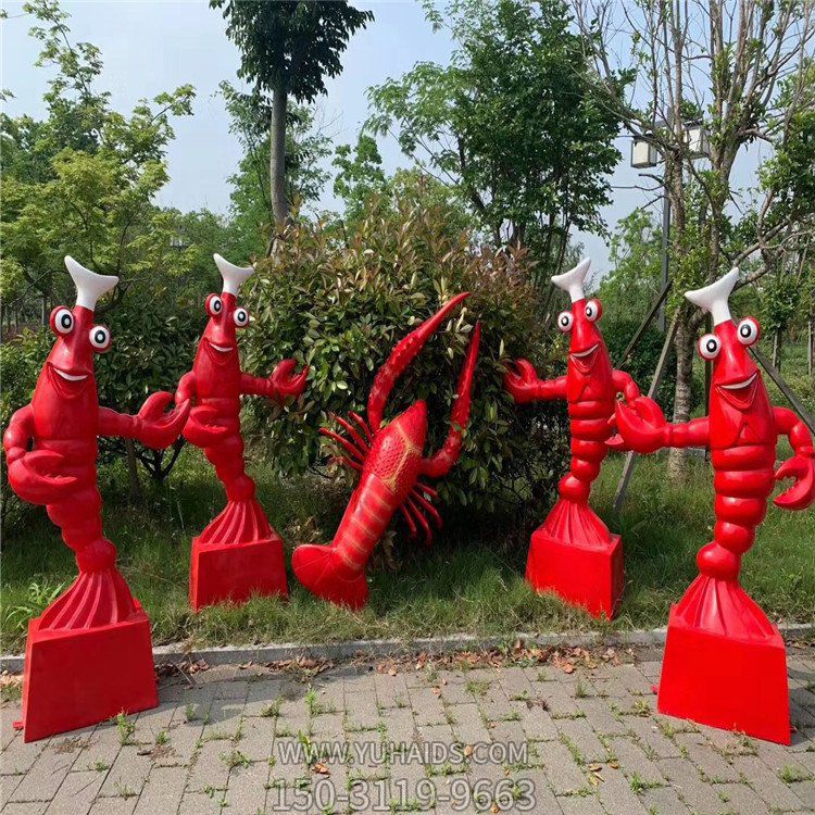 玻璃鋼龍蝦雕塑，海鮮館迎賓龍蝦廚子