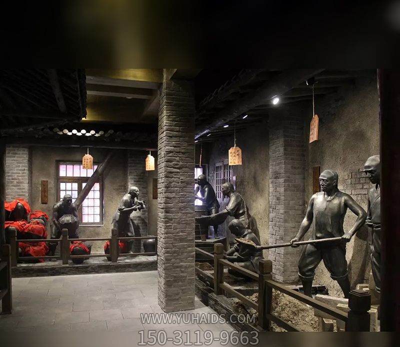 景區(qū)創(chuàng)意釀酒銅雕農民酒文化雕塑