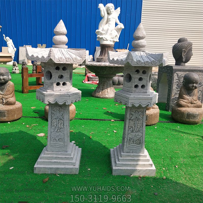 中式復(fù)古石燈籠大理石寺廟景觀落地擺件小品雕塑