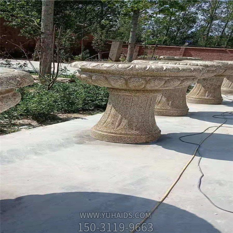 花崗巖石材花盆，園林大花壇花缽雕塑