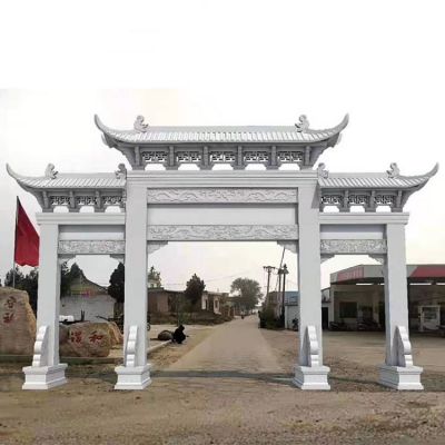 寺廟城鎮(zhèn)大理石石雕大型戶(hù)外牌坊雕塑