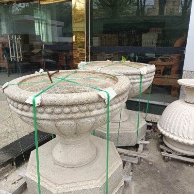 花崗巖石雕花盆，歐式大花缽