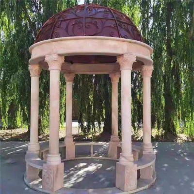 歐式石雕涼亭，鐵藝半球型圓頂亭子