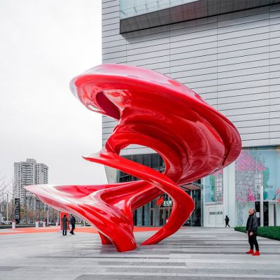 戶(hù)外廣場(chǎng)擺放不銹鋼噴漆抽象旋轉(zhuǎn)藝術(shù)造型景觀雕塑