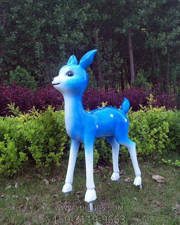 玻璃鋼彩繪戶外公園卡通動(dòng)物擺件小鹿雕塑