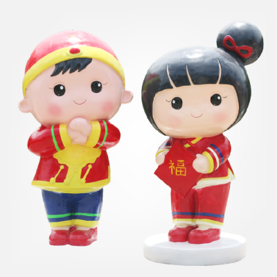 拜年小公仔，玻璃鋼商場春節(jié)美陳卡通人偶