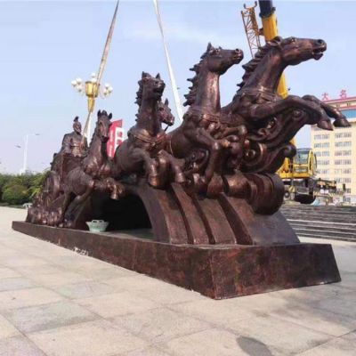 大型馬車雕塑，廣場(chǎng)馬拉車景觀雕塑