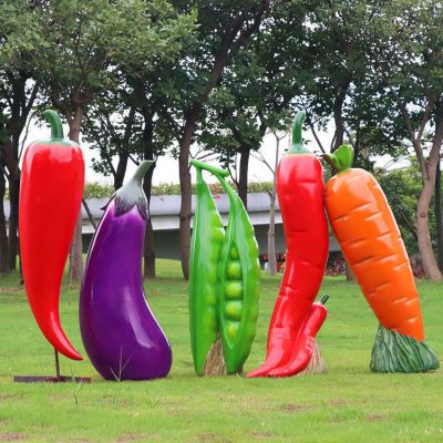 玻璃鋼仿真蔬菜，辣椒、茄子、豌豆和胡蘿卜
