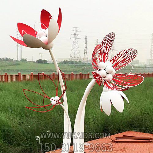 不銹鋼鏤空花朵雕塑公園廣場(chǎng)戶(hù)外落地 擺件