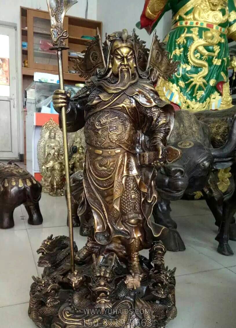 景區(qū)寺廟不銹鋼仿銅大型景觀關公雕塑