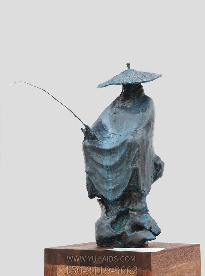 校園姜太公釣魚古代名人做舊青銅雕塑 校園姜太公釣魚古代名人做舊青銅雕塑