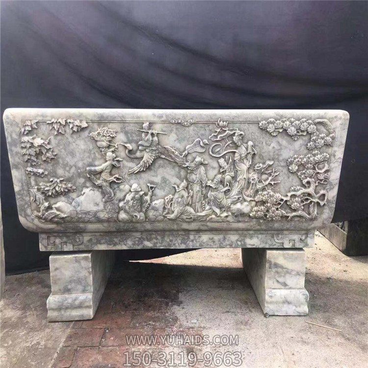 天然石材花崗巖浮雕人物長(zhǎng)形水槽別墅裝飾石槽雕塑