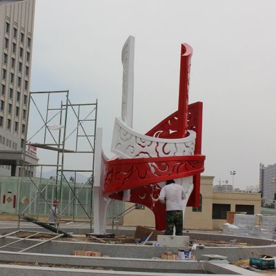 別墅小區(qū)抽象戶(hù)外大型不銹鋼火炬雕塑
