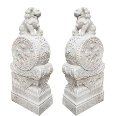 大理石石雕工廠(chǎng)企業(yè)大型浮雕獅子鎮(zhèn)宅招財(cái)獅子雕塑