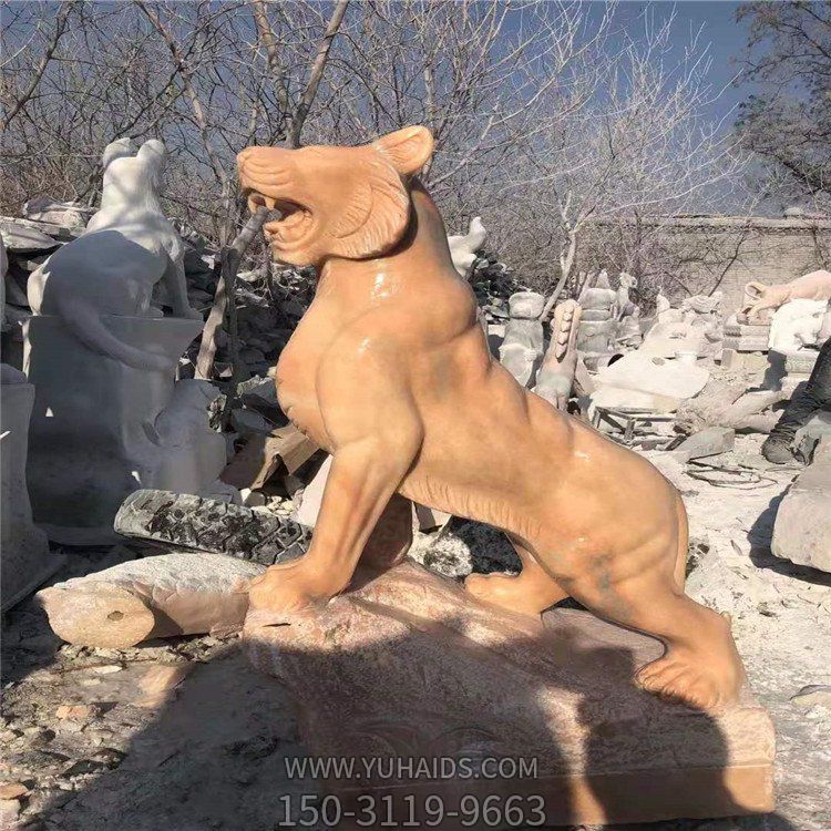 晚霞紅石雕老虎，十二生肖動物石雕雕塑