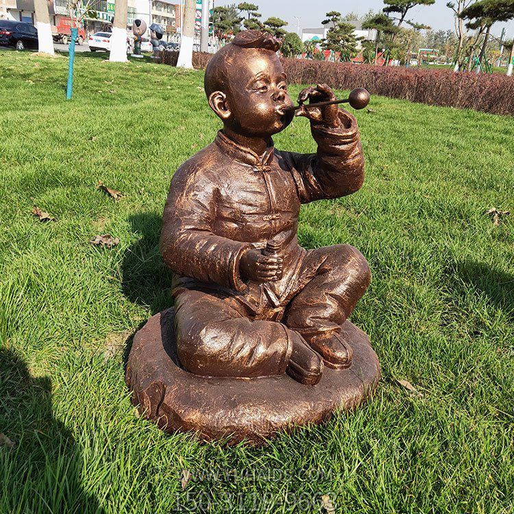童趣系列人物，吹泡泡的小男孩雕塑