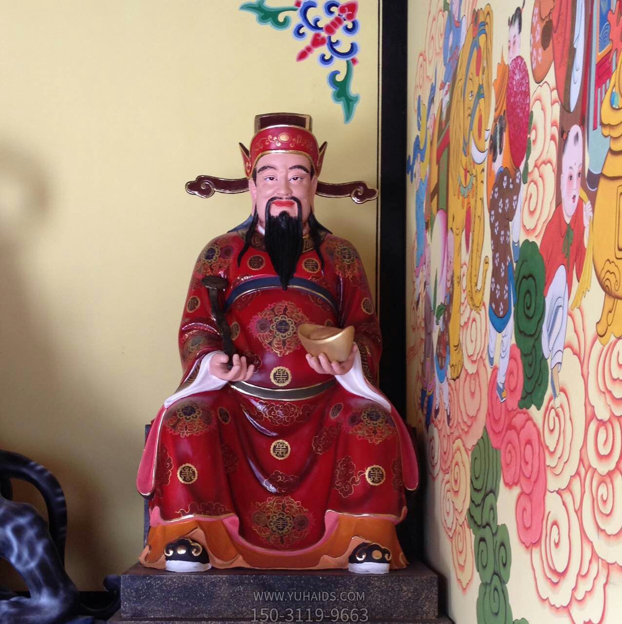 玻璃鋼彩繪寺廟供奉菩薩招財(cái)財(cái)神爺?shù)袼?>
                                <h2>玻璃鋼彩繪寺廟供奉菩薩招財(cái)財(cái)神爺?shù)袼?參數(shù)說(shuō)明</h2>
                                                                        <table>
                                      <tr>
                                        <th>產(chǎn)品標(biāo)題</th>
                                        <td>玻璃鋼彩繪寺廟供奉菩薩招財(cái)財(cái)神爺?shù)袼?/td>
                                      </tr>
                                      <tr>
                                        <th>發(fā)布時(shí)間</th>
                                        <td>2023-06-07 15:32</td>
                                      </tr>
                                      <tr>
                                        <th>價(jià)格</th>
                                        <td><span>電話(huà)咨詢(xún)</td>
                                      </tr>
                                                                              <tr>
                                          <th>制作材質(zhì)</th>
                                          <td>玻璃鋼</td>
                                        </tr>
                                                                              <tr>
                                          <th>其他</th>
                                          <td>彩繪</td>
                                        </tr>
                                                                          </table>
                                <h2>玻璃鋼彩繪寺廟供奉菩薩招財(cái)財(cái)神爺?shù)袼?詳細(xì)說(shuō)明</h2>
                                <p>玉海雕塑是一家綜合性的雕塑公司，擁有多款玻璃鋼彩繪寺廟供奉菩薩招財(cái)財(cái)神爺?shù)袼苣Ｐ?，可加工定制多種玻璃鋼彩繪寺廟供奉菩薩招財(cái)財(cái)神爺?shù)袼埽С植馁|(zhì)、樣式、風(fēng)格、尺寸大小等方面的調(diào)整修改定制。我們所加工制作的玻璃鋼彩繪寺廟供奉菩薩招財(cái)財(cái)神爺?shù)袼苜|(zhì)優(yōu)價(jià)廉，遍布全國(guó)多個(gè)省市地區(qū)，想要了解更多案例圖片，請(qǐng)電話(huà)或微信咨詢(xún)。材質(zhì)、大小、樣式等都可以按需定制，還可根據(jù)您提供給的玻璃鋼彩繪寺廟供奉菩薩招財(cái)財(cái)神爺?shù)袼軜訄D進(jìn)行制作！如有相關(guān)需求，歡迎致電（微信同號(hào)）：<span>150-3119-9663</span></p>
                                                                <div   class=