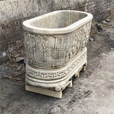 漢白玉仿古石槽，深水槽