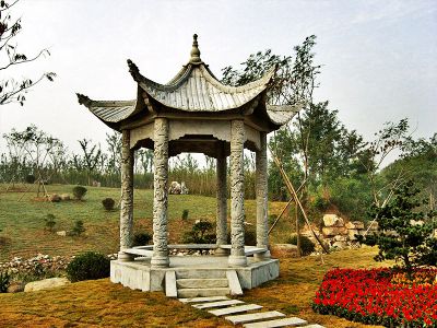 戶(hù)外公園小區(qū)仿古青石雕刻休閑涼亭座椅