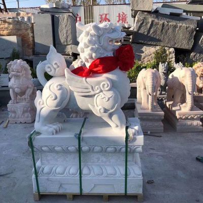 漢白玉石雕貔貅，門店看門神獸