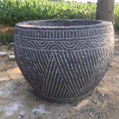 仿古做舊石雕龜紋石養(yǎng)魚(yú)種花魚(yú)缸雕塑