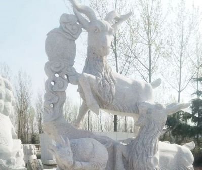 戶外園林大理石石雕好運(yùn)三陽(yáng)開泰雕塑