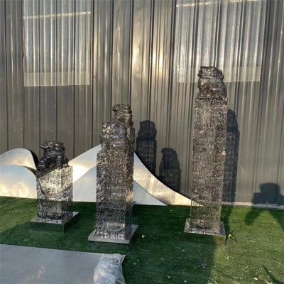 不銹鋼室內創(chuàng)意景觀拴馬樁雕塑