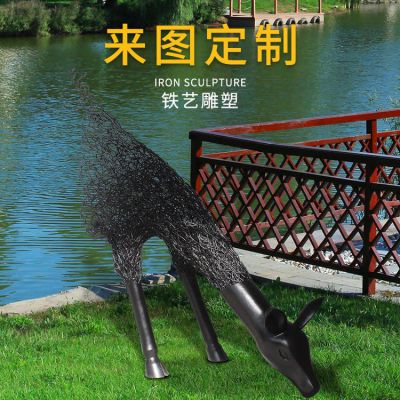 鐵藝鹿，抽象藝術(shù)鹿造型雕塑