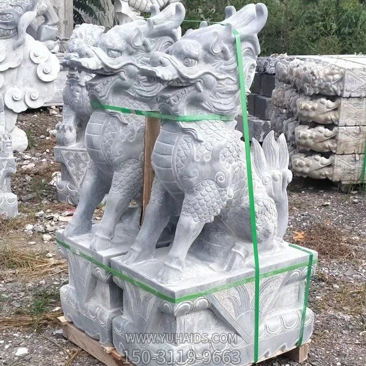 青石麒麟，石雕麒麟圣獸雕塑