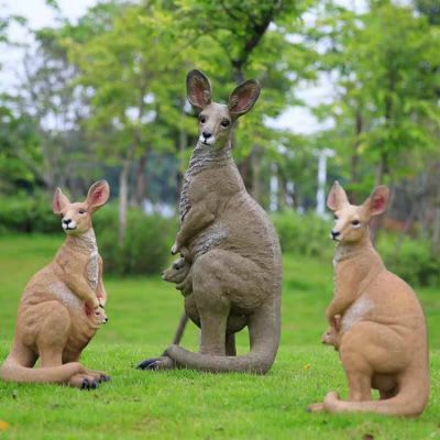 動物園草地?cái)[放玻璃鋼仿真袋鼠雕像