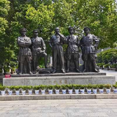 一代英豪，中國(guó)近代革命人物，周恩來(lái)、賀龍、葉挺、劉伯承、朱德偉人銅雕群