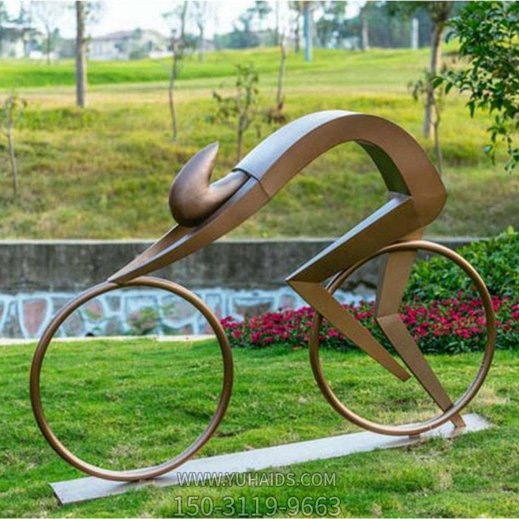 校園廣場(chǎng)景觀戶外不銹鋼抽象運(yùn)動(dòng)主題騎自行車人物雕塑