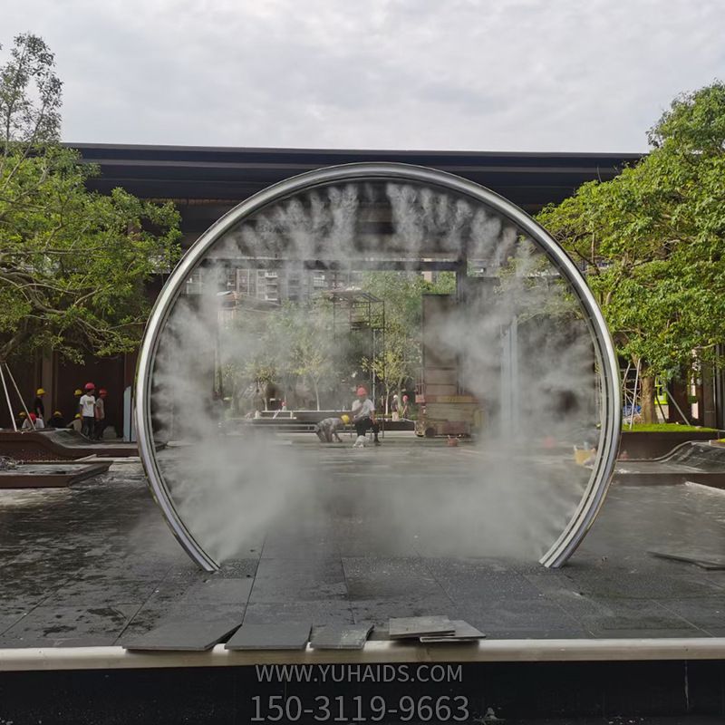 不銹鋼噴霧圓環(huán)，水景裝飾構(gòu)件雕塑