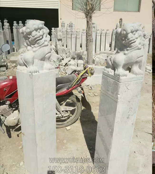 獅子栓馬柱，古建園林拴馬樁雕塑